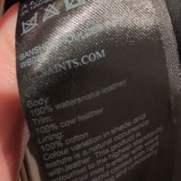 All saints Bansho Snake Leather Shoulder Crossbody Bag W/ Detachable Strap - Picture 12 of 13